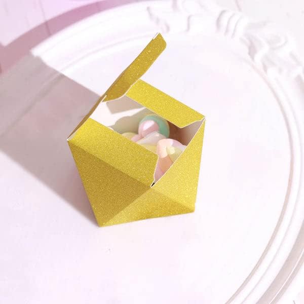 Efavormart 25 יח '| קופסאות מתנה לחתונה של נצנצים זהב - צורה גיאומטרית 3 x4